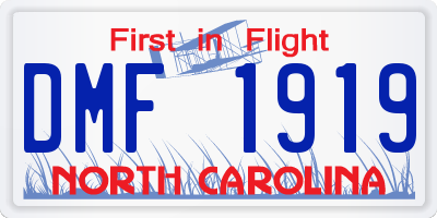 NC license plate DMF1919