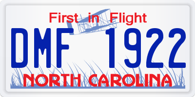 NC license plate DMF1922