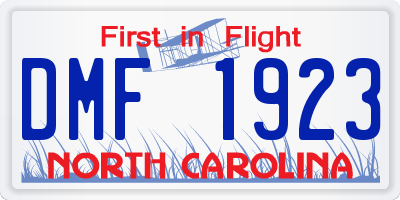 NC license plate DMF1923
