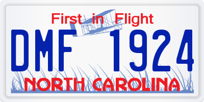 NC license plate DMF1924