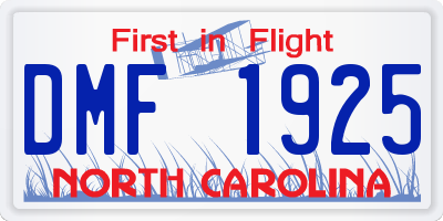 NC license plate DMF1925
