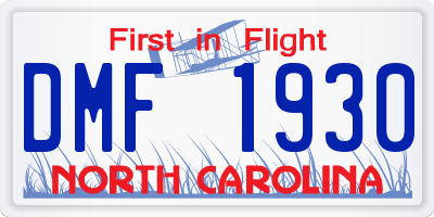 NC license plate DMF1930