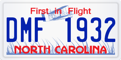 NC license plate DMF1932