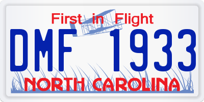 NC license plate DMF1933
