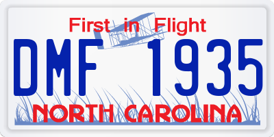 NC license plate DMF1935