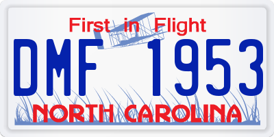 NC license plate DMF1953