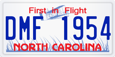 NC license plate DMF1954