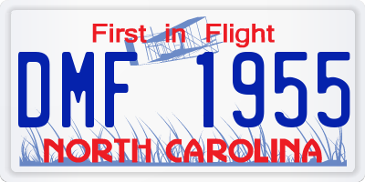 NC license plate DMF1955