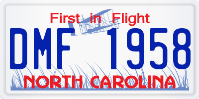 NC license plate DMF1958