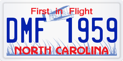 NC license plate DMF1959