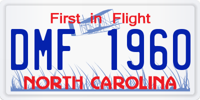 NC license plate DMF1960