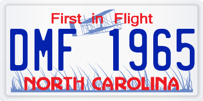 NC license plate DMF1965