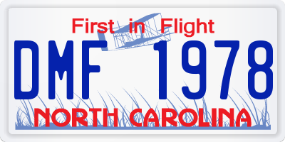 NC license plate DMF1978