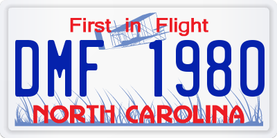 NC license plate DMF1980