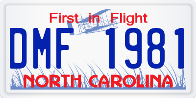 NC license plate DMF1981