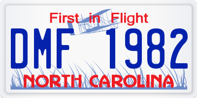 NC license plate DMF1982