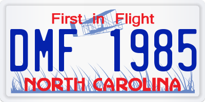 NC license plate DMF1985