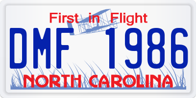 NC license plate DMF1986
