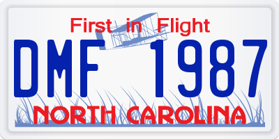 NC license plate DMF1987