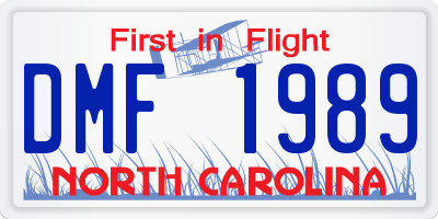 NC license plate DMF1989
