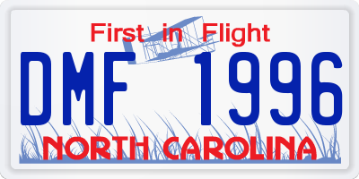 NC license plate DMF1996