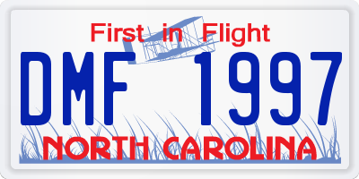 NC license plate DMF1997