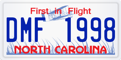 NC license plate DMF1998