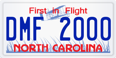 NC license plate DMF2000