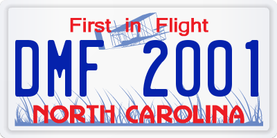 NC license plate DMF2001