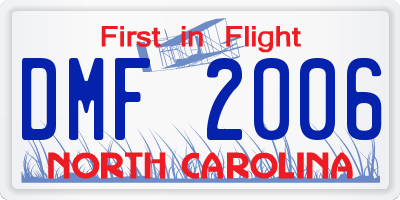 NC license plate DMF2006