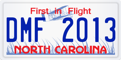 NC license plate DMF2013