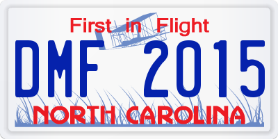 NC license plate DMF2015