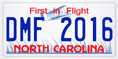 NC license plate DMF2016