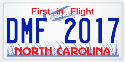 NC license plate DMF2017