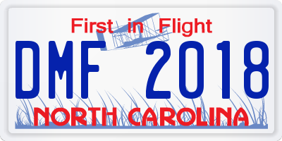 NC license plate DMF2018