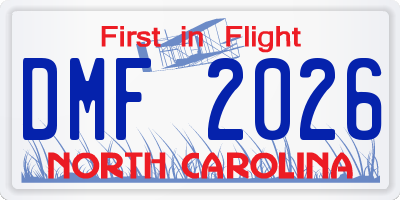 NC license plate DMF2026