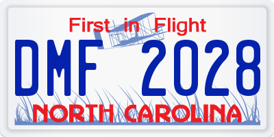NC license plate DMF2028