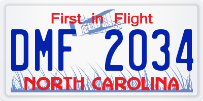 NC license plate DMF2034