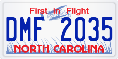 NC license plate DMF2035