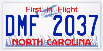 NC license plate DMF2037