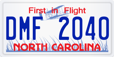 NC license plate DMF2040