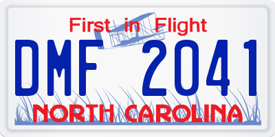 NC license plate DMF2041