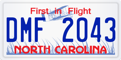 NC license plate DMF2043