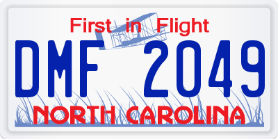 NC license plate DMF2049