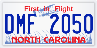 NC license plate DMF2050