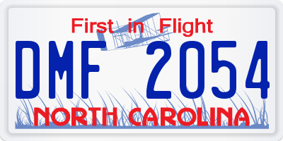 NC license plate DMF2054