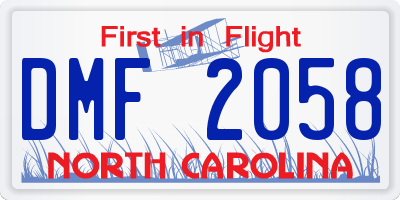 NC license plate DMF2058