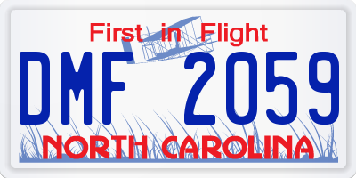 NC license plate DMF2059