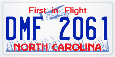 NC license plate DMF2061