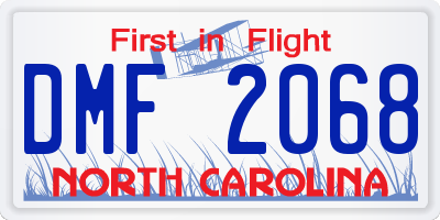 NC license plate DMF2068